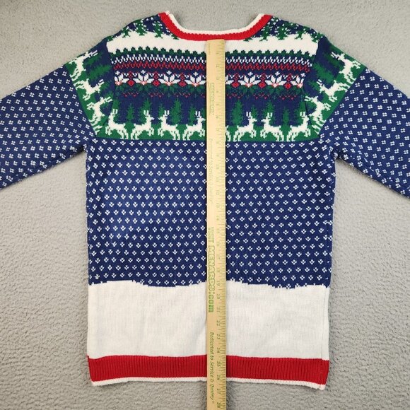 Holiday Time Ugly Christmas Sweater Unisex Medium AOP Howling Wolf Moon Winter - Picture 11 of 12